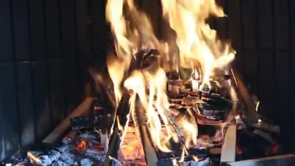 暖炉の火のクローズアップ — ストック動画