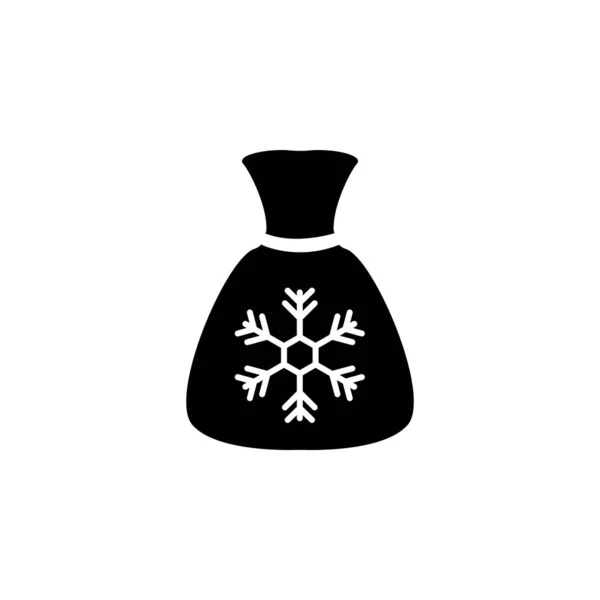 Sac de Noël icône vectorielle. panneau plat rempli pour concept mobile et web design. Sac de Noël avec icône de glyphe de flocon de neige. Symbole, illustration du logo. Graphiques vectoriels — Image vectorielle