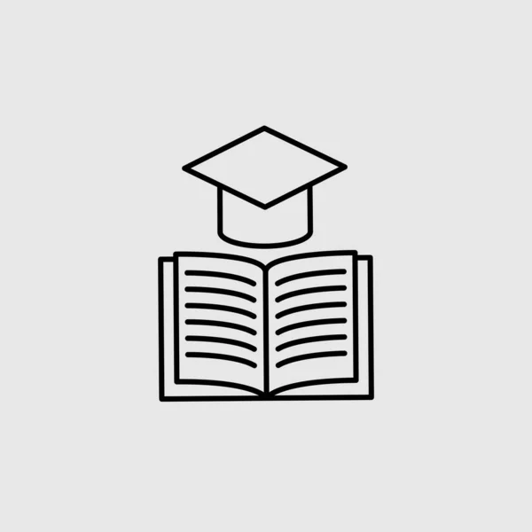 Ícone vetorial do livro. Placa plana forrada para conceito móvel e web design. livro com ícone de glifo chapéu educação. Símbolo, ilustração do logotipo. Gráficos vetoriais —  Vetores de Stock