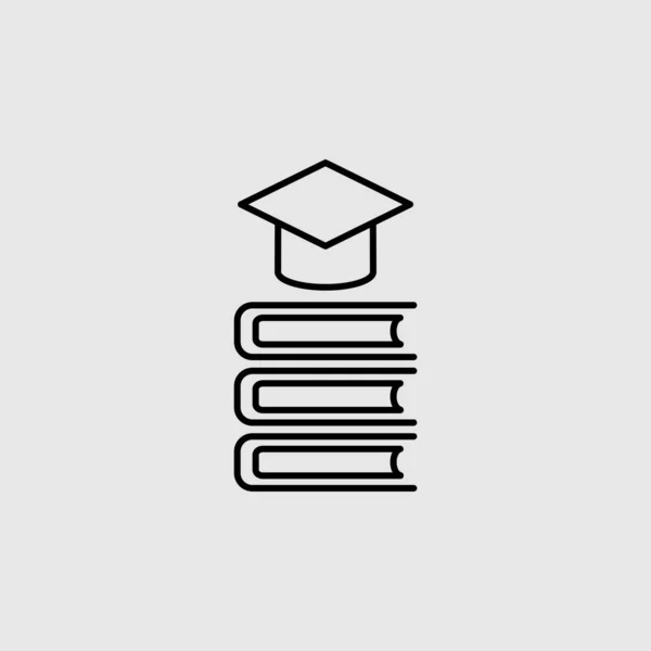Kitap vektör simgesi. Mobil konsept ve web tasarımı için düz çizgili tabela. Eğitim şapkası sembolü olan bir kitap. Sembol, logo çizimi. Vektör grafikleri