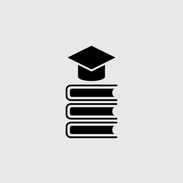 Kitap vektör simgesi. Mobil konsept ve web tasarımı için düz tabela. Eğitim şapkası sembolü olan bir kitap. Sembol, logo çizimi. Vektör grafikleri
