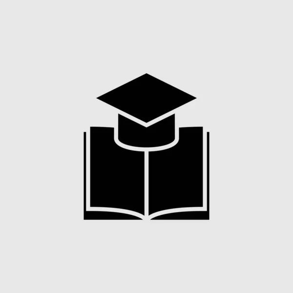 Kitap vektör simgesi. Mobil konsept ve web tasarımı için düz tabela. Eğitim şapkası sembolü olan bir kitap. Sembol, logo çizimi. Vektör grafikleri