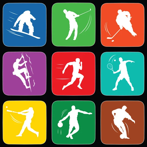 Sport silouete icônes ensemble — Image vectorielle
