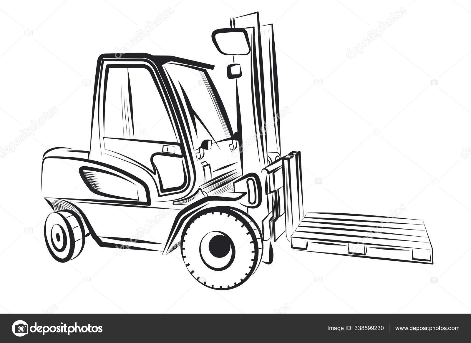 Vector Illustration Forklift Truck White Background Stock Vector Image