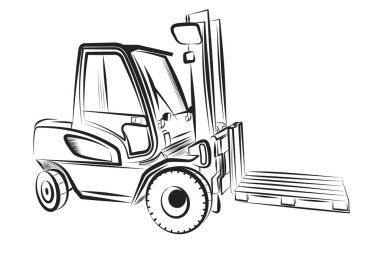 Vector illustration - Forklift truck on a white background.