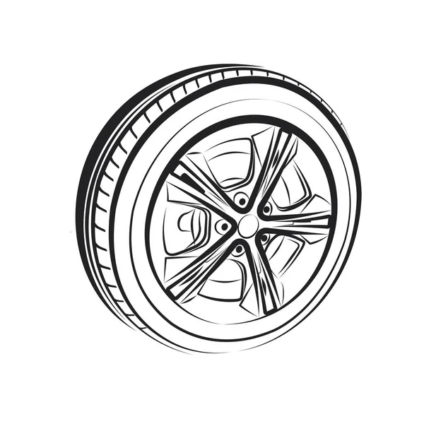 Vector Illustration Car Wheel White Background — 图库矢量图片