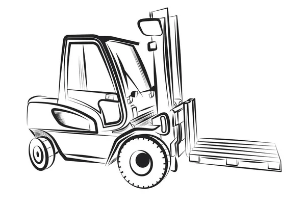 Vector Illustration Forklift Truck White Background — ストックベクタ