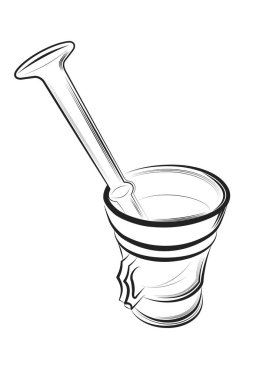 Vector illustration - Mortar and pestle on a white background.