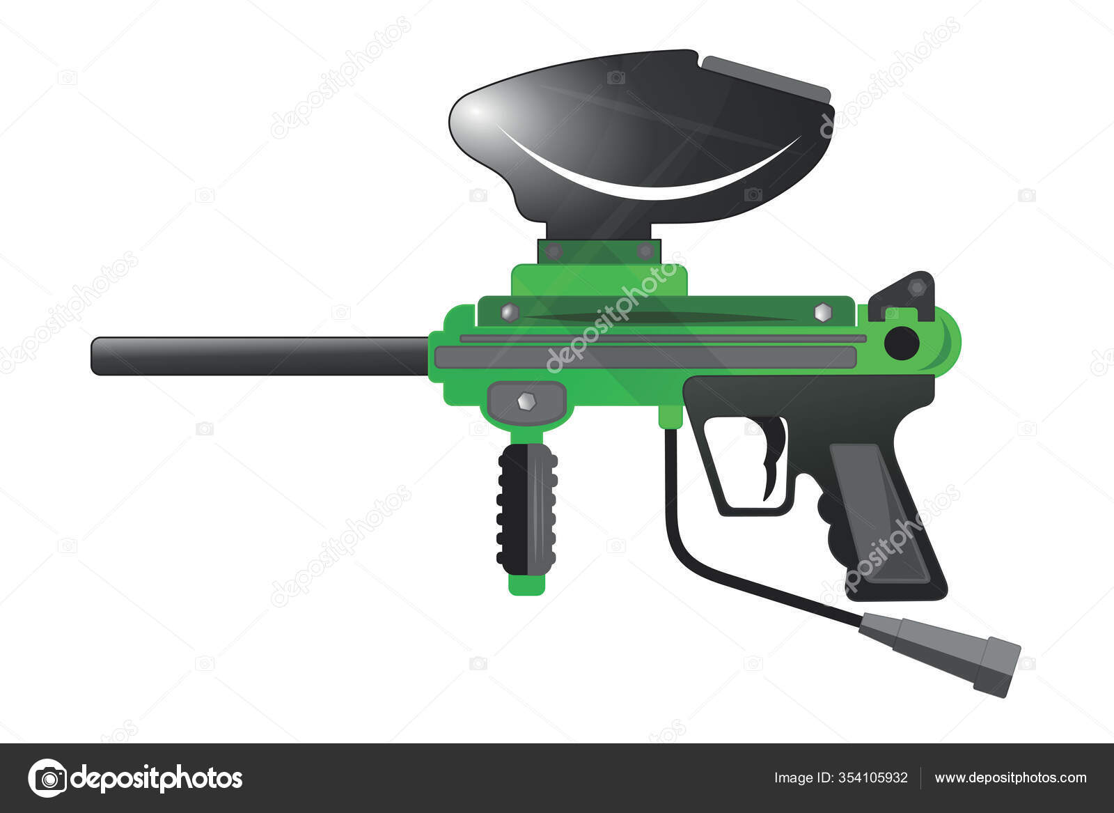 Paintball Gun Vector Desenho Animado Ilustração Isolada Fundo Branco