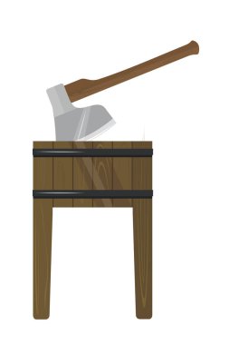 Baltalı kasap masası. Beyaz arkaplanda izole edilmiş vektör karikatür çizimi..