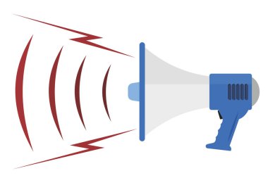 Megafon. Vektör karikatür çizimi beyaz arkaplanda izole edildi.