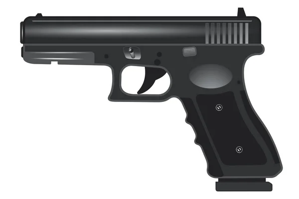 Preto Gun Vector Desenho Animado Ilustração Isolada Fundo Branco — Vetor de Stock