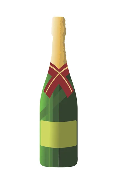 Fles Van Champagne Vector Cartoon Illustratie Geïsoleerd Witte Achtergrond — Stockvector