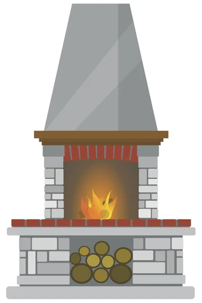 Brick Fireplace Vector Cartoon Illustration Isoliert Auf Weißem Hintergrund — Stockvektor