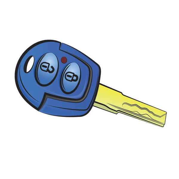 Carro Key Vector Desenho Animado Ilustração Isolada Fundo Branco — Vetor de Stock