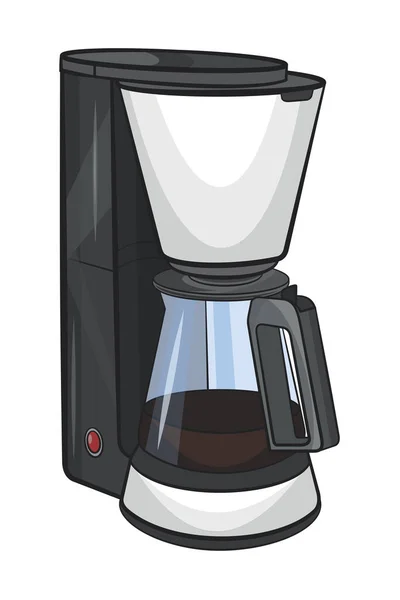 Kaffemaskin Vektor Tecknad Illustration Isolerad Vit Bakgrund — Stock vektor