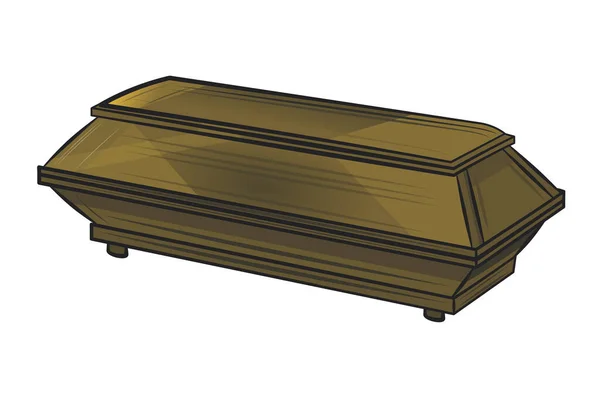 Coffin Vector Kreslené Ilustrace Izolované Bílém Pozadí — Stockový vektor