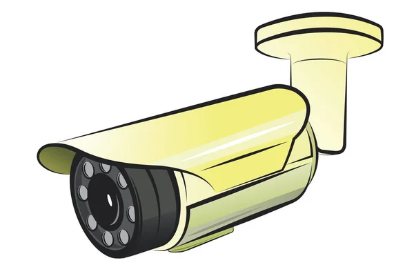 Cctv Biztonsági Kamera Vektor Rajzfilm Illusztráció Elszigetelt Fehér Háttér — Stock Vector