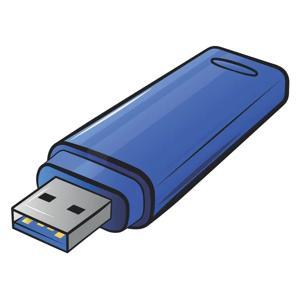 Usb Flash Drive Vector Cartoon Illustration Isolated White Background — Stock Vector