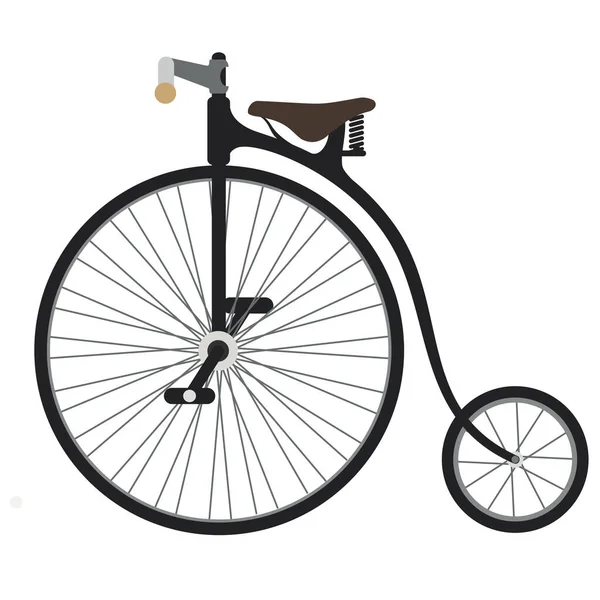 Винтажный Bycicle Vector Иллюстрация Мультфильма Изолированы Белом Фоне — стоковый вектор