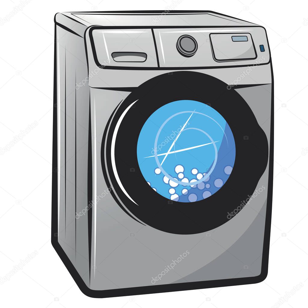 Washing machine. Vector cartoon illustration isolated on white background.