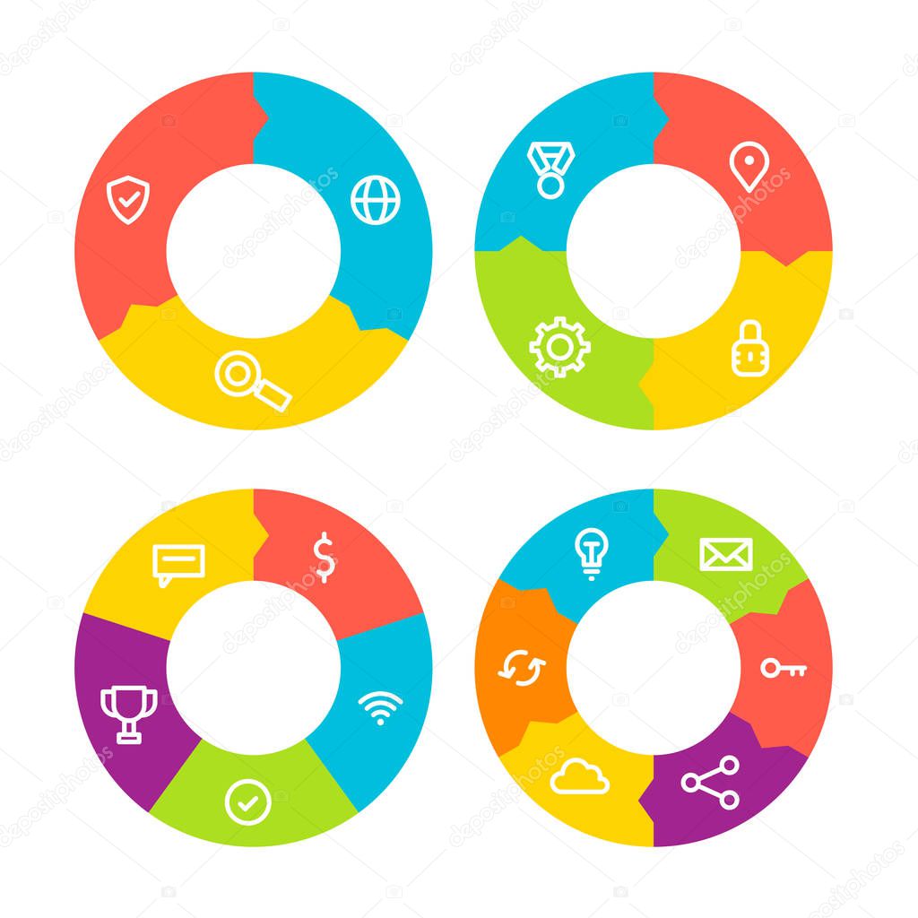 Template circles for your business presentation with areas and icons