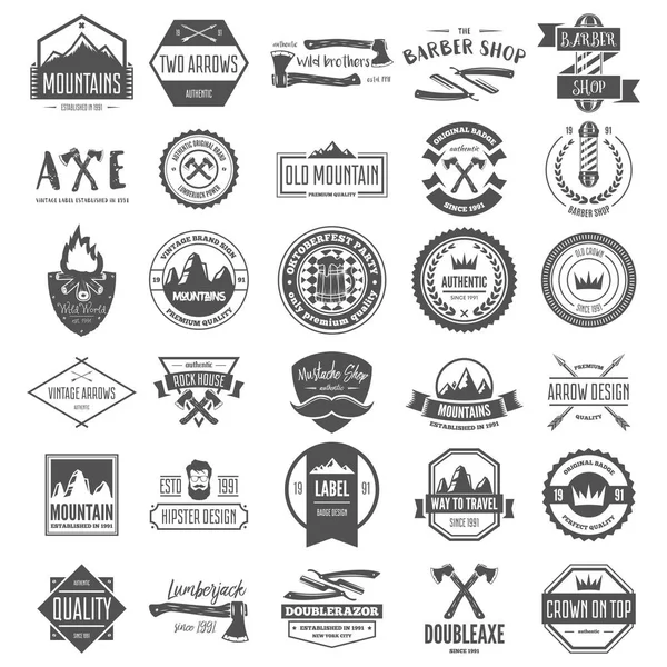 Σύνολο των εκλεκτής ποιότητας διανυσματικά στοιχεία λογότυπα, ετικέτες, εμβλήματα, αντικείμενα και σιλουέτες — Διανυσματικό Αρχείο