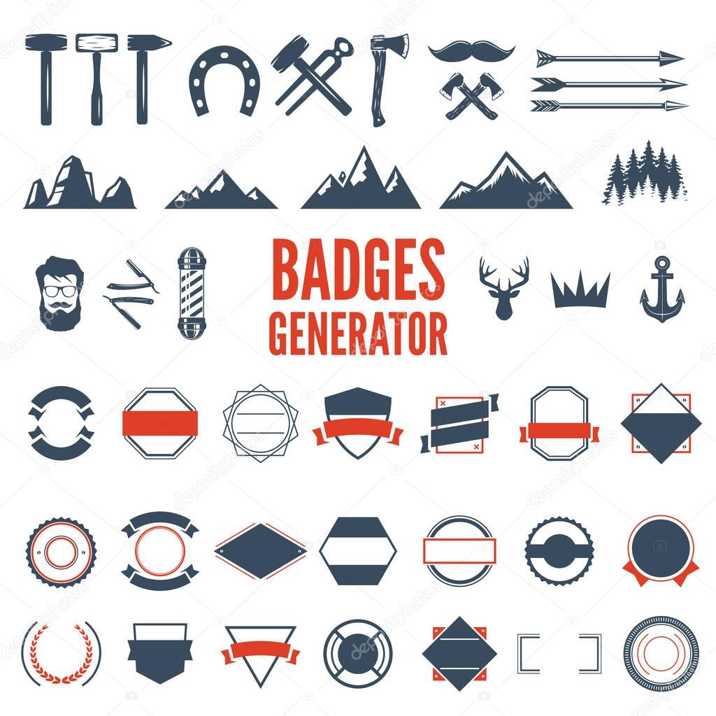 Retro Emblem Generator is set of icons, badges, ribbons and other useful design elements for retro emblem. Vector art.