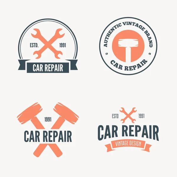 Set of vintage mechanic labels, emblems and logo. Vector illustration — Stock Vector