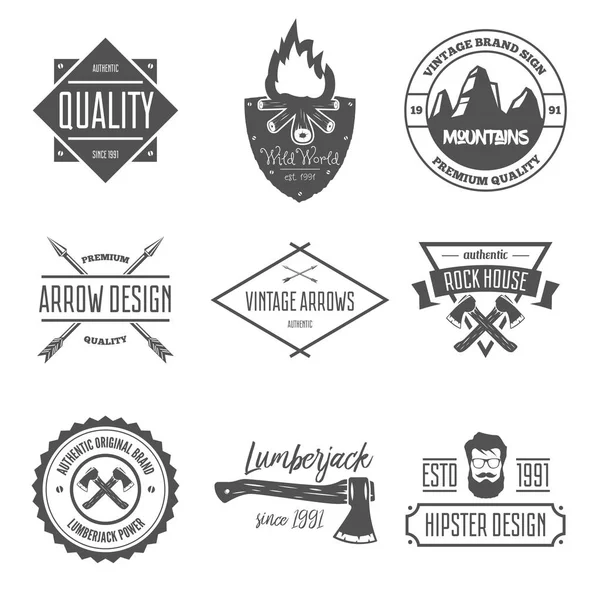 Set vintage vectorelementen logo's, etiketten, insignes, objecten en silhouetten — Stockvector