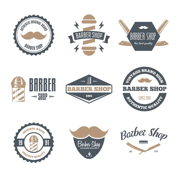Conjunto de logotipo de peluquería vintage, etiquetas, insignias y elemento de diseño — Vector de stock