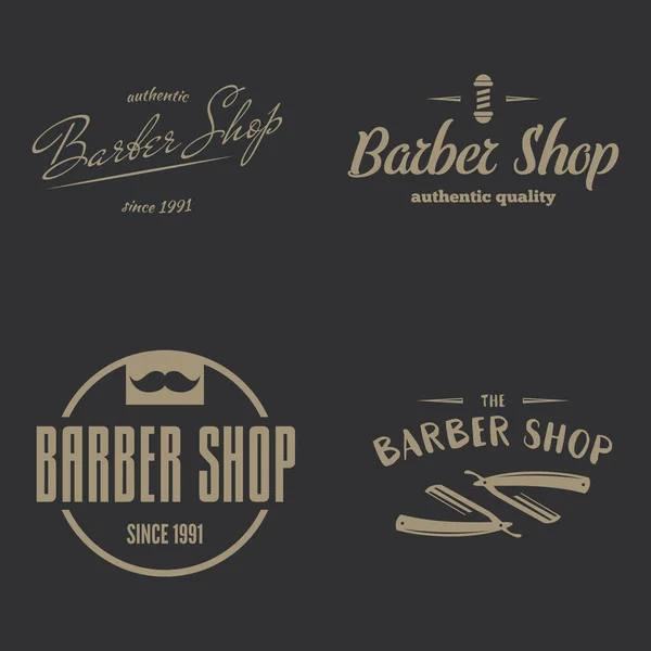 Vintage-Friseurladen-Logo, Etiketten, Abzeichen und Designelemente — Stockvektor