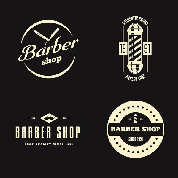 Vintage-Friseurladen-Logo, Etiketten, Abzeichen und Designelemente — Stockvektor
