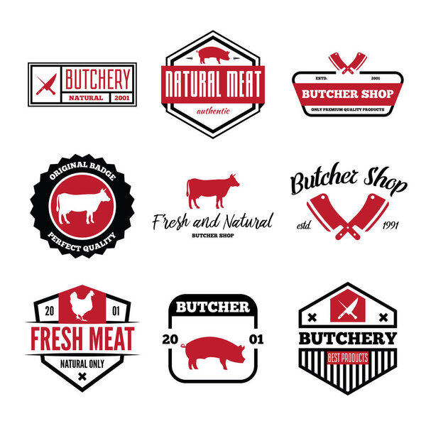 Vector set of butchery labels, badges and design elements