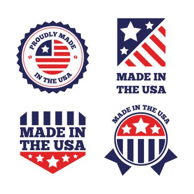 ABD etiketleri ve rozetleri beyaz arka plan üzerinde vektör kümesi yapılan