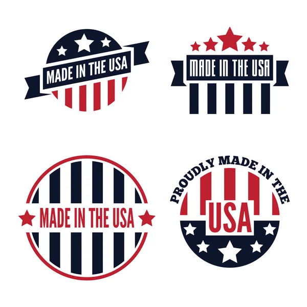 Set vettoriale di etichette e badge Made in the USA su sfondo bianco — Vettoriale Stock