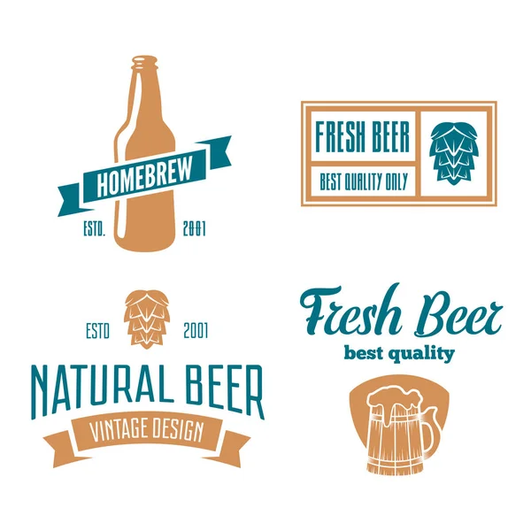 Ensemble d'éléments de logo, badge, emblème ou logotype vintage pour bière, magasin, brasserie maison, taverne, bar, café et restaurant — Image vectorielle