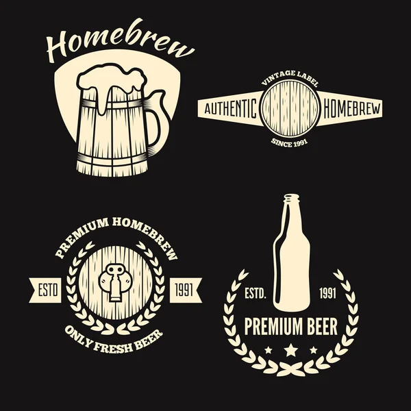 Set von Vintage-Logos, Abzeichen, Emblemen oder Logoelementen für Bier, Geschäft, Hausbrauerei, Taverne, Bar, Café und Restaurant — Stockvektor