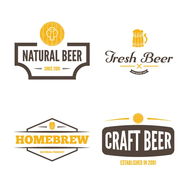 Conjunto de insignia, emblema o logotipo vintage elementos para cerveza, tienda, cerveza casera, taberna, bar, cafetería y restaurante — Vector de stock