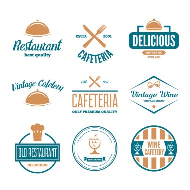 Vintage tarzı Restoran salonu tasarım öğesi kümesi için logo, etiket, rozet ve diğer tasarım.