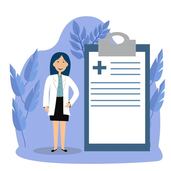 Graphic Simple Flat Design Illustration Vector Design Woman Doctor Standing — 스톡 벡터