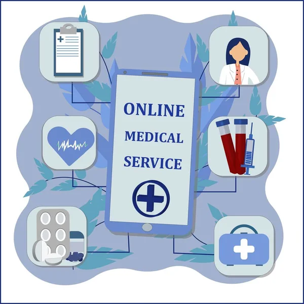 Konzeptillustration medizinischer Online-Dienste. Funktion des Assistenten im vektorflachen Design mit — Stockvektor