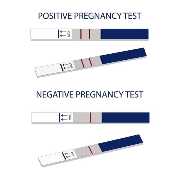 Pregnancy Test Negative Positive Isolated Objects White Background Vector Design — Stock vektor