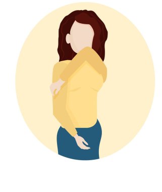 Coronavirus, 2019-NCoV. Vektör illüstrasyonlu kadın hapşırığı kapsıyor. Solunum Hastalıklarını Engelle. Hapşırırken ağız ve burnu kolla kapatmak. Virüsün yayılmasını engelle. Poster, ilan, afiş, web sitesi