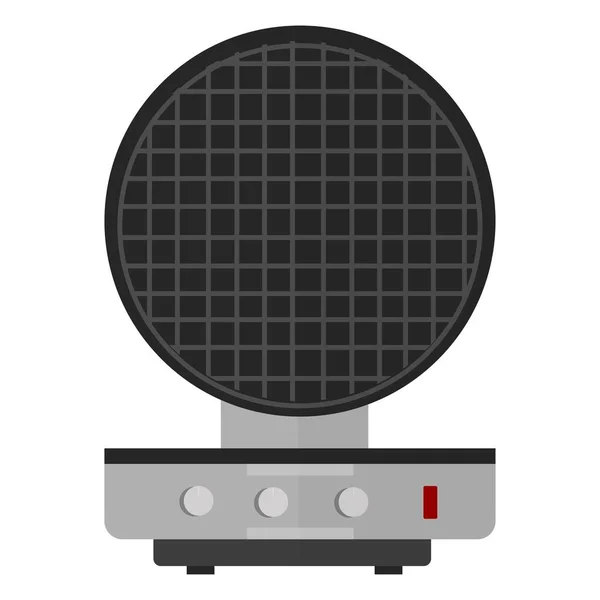 Um ferro waffle de aço inoxidável redondo no projeto do vetor do estilo liso. Ilustração gráfica de equipamentos de cozinha, máquina elétrica para sobremesas isoladas em fundo branco . — Vetor de Stock