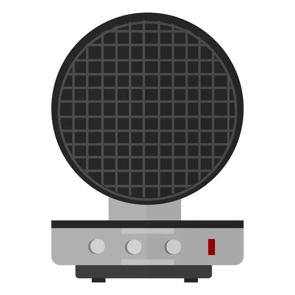 Una gofre redonda de acero inoxidable de diseño vectorial de estilo plano. Ilustración gráfica de equipos de cocina, máquina eléctrica para postres aislados sobre fondo blanco . — Archivo Imágenes Vectoriales