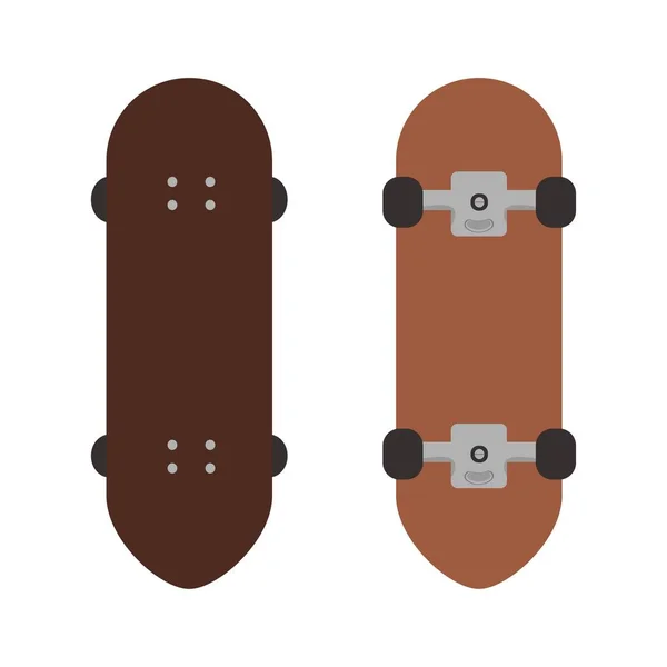 Conjunto de dos vistas de skateboards superior y al revés aislado en la ilustración de vectores de fondo blanco. Concepto gráfico de estilo de vida extremo, elegante en diseño plano — Vector de stock