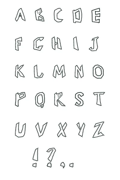 Handgezeichnetes Alphabet, abc, isoliert auf weißem Hintergrund. Designelemente. Moderne geometrische Schrift, Schrift. Stilvolle Sammlung von Briefen. — Stockvektor