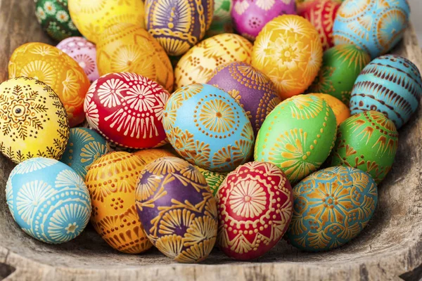 Easter eggs, decorated with beeswax — Stock Photo, Image
