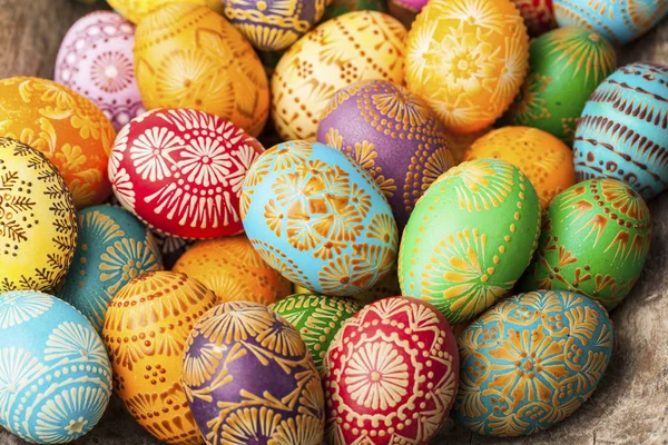 Easter eggs, decorated with beeswax — Stock Photo, Image